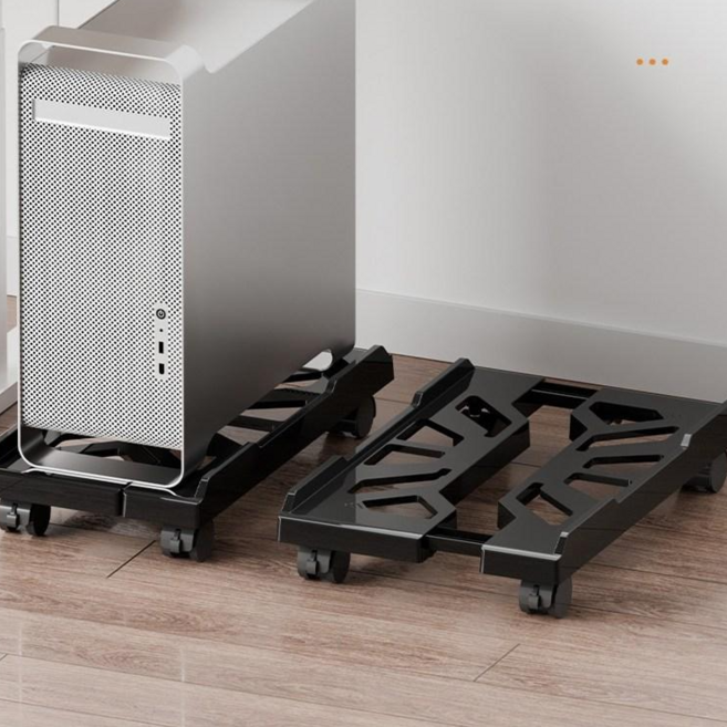 하이쉰 컴퓨터 본체받침대 이동방열선반 바퀴 가정용 사무용기 박스 풀리 받침대 신축형 컴퓨터 선반, 블랙