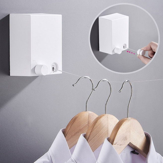 스마트와이어빨래줄 빨래 쭉쭉이 건조대 원룸 자취 선물 옥상 건조대줄 부착식, 아이보 블랙, 블랙