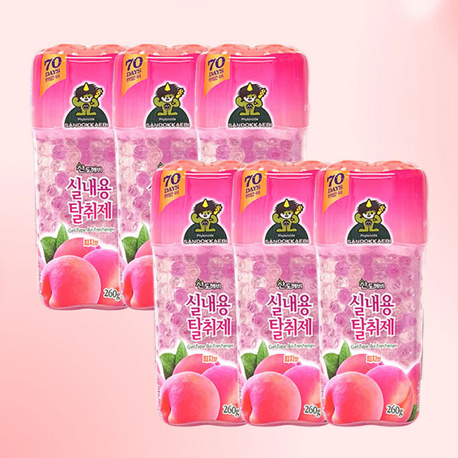 산도깨비 실내용탈취제 피치, 260g, 6개