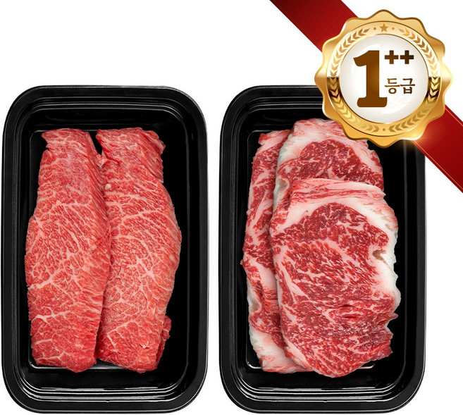 쿠가[냉장냉동] 횡성한우 어사품 1++등급 구이 2구 4호(총1kg)근내지방도7이상[구성 특수부위(랜덤)+안심채끝(랜덤)], 단품