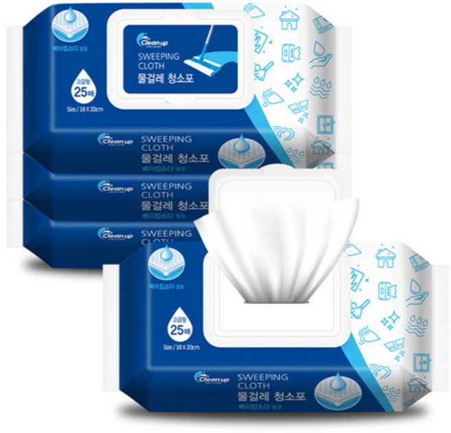 클린업 물걸레 청소포 특대형 25p, 4개