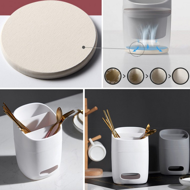 물기 싹 고인물 없는 규조토 수저통 뽀송뽀송 수저숟가락정리 주방용품, No.02 규조토 수저통 그레이, 1개