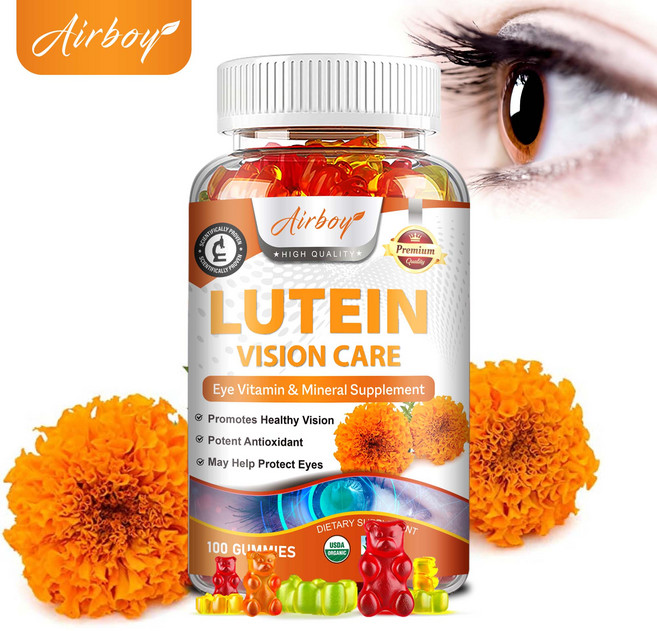 성인용 루테인 & 제아잔틴 눈 건강 보조제 - 맛있는 비건 눈 건강 비타민 루테인 & 제아잔틴 구미 - 시력 개선 및 안구건조증 완화에 도움, 1개, 60정