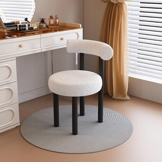 하루꿈 거실 침실 램스울 1인용 소파 의자 화장대 등받이 의자, 화이트, 1개