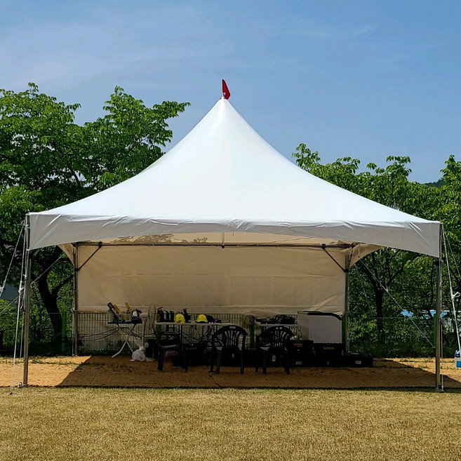 (주)한국캐노피 몽골천막 6m x 6m 몽골텐트 행사천막 고정천막 행사용천막, 6mx6m 몽골천막 백관골조+모기장 벽면