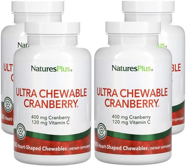 네이쳐스플러스 울트라 츄어블 크랜베리 비타민 C 함유 크랜베리/딸기 맛 180 러브-베리즈, 180정, 4개 - 쿠팡