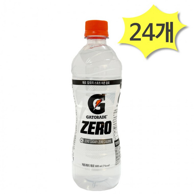 게토레이 제로 600ml x 24개 갈증해소 이온음료 롯데칠성, 1ml