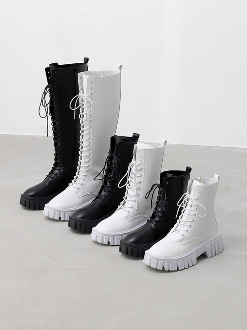 3가지 길이 둥근코 레이스업 지퍼 통굽 숏&미들&롱 부츠(5.5cm) 9267 잇슈