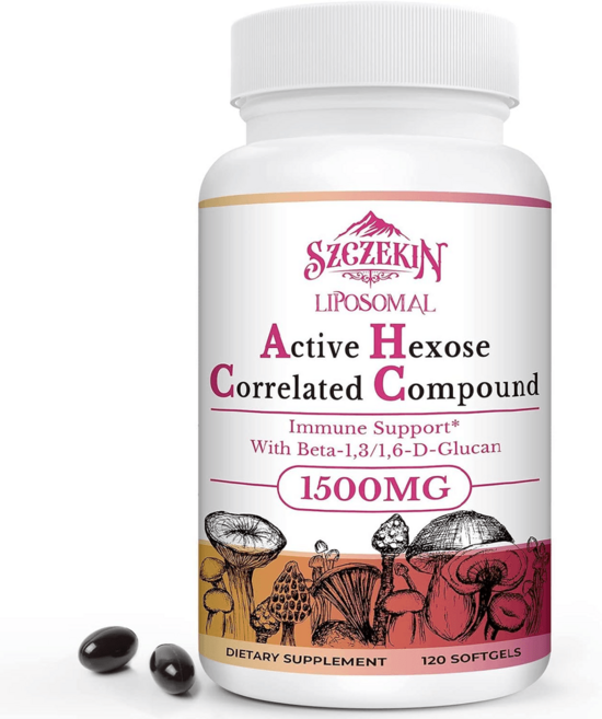 SZCZEKIN 리포좀 AHCC 1500mg 버섯추출물 균사체 베타 글루칸 리포좀 활성 헥소스 상관 보충제, 2병, 120정, 2개