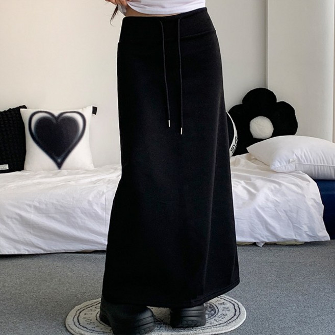 [후끈기모/4col] 윌리 속기모 밴딩 롱 맥시 스커트