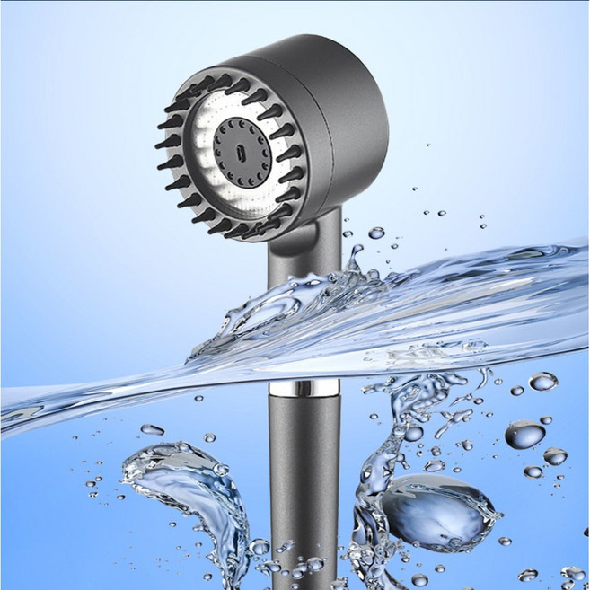 욕실 필터 샤워기 헤드 정수 마사지 고압분사 +필터5개, 다크그레이, 2세트