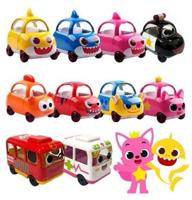 Baby Shark 碰碰狐 Pinkfong 鯊魚寶寶 合金玩具車 小汽車, 1個, 10台各1（請+10）, 10台各1（請+10）