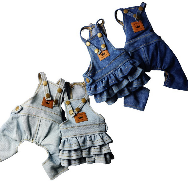 강아지옷 애견 워싱데님 치마 바지, 애견워싱데님 바지/진청, 1개