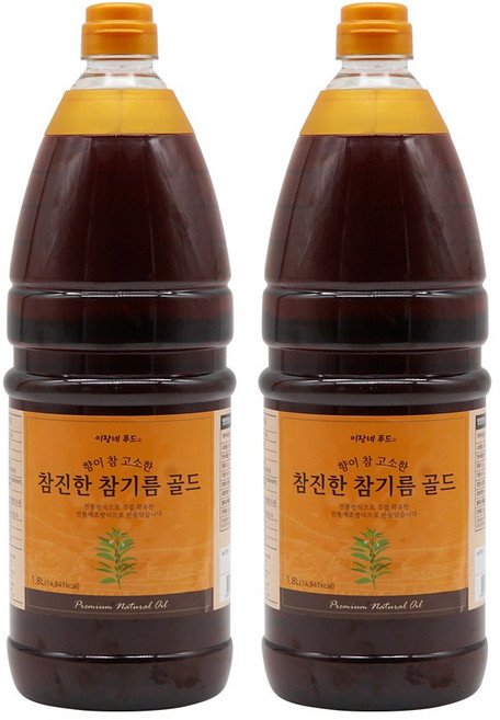 이장네_향이 참 고소한 참진한 참기름 골드_참깨분100퍼센트 _, 2개, 1.8L