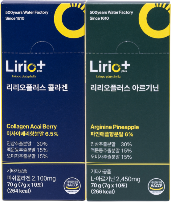 리리오플러스 콜라겐x아르기닌 건강음료 수분보충 활력 갈증해소 생맥산 에너지 스포츠음료, 70g, 2박스