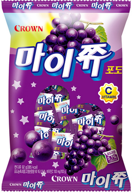 크라운 마이쮸 포도 필로우 92g 간식 캬라멜 스낵, 1개