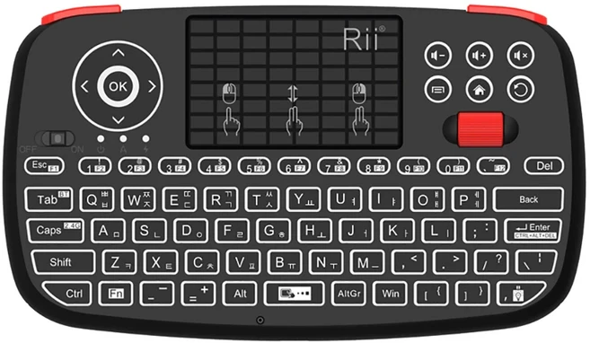 Rii i4 미니 BT 무선 키보드(터치패드 포함) Windows Android TV Box 스마트 2.4GHz 백라이트 마우스 원격, 03 Korean Keyboard