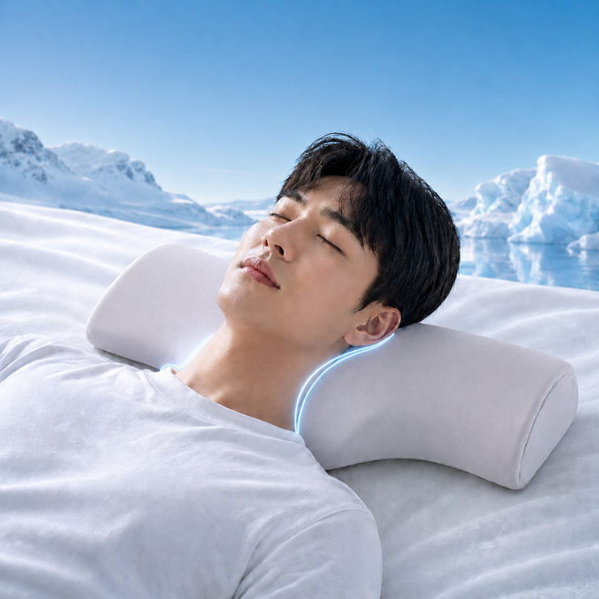 슬로넥 인체공학 목편한 메모리폼 경추베개, 아이스실크 그레이, 1개
