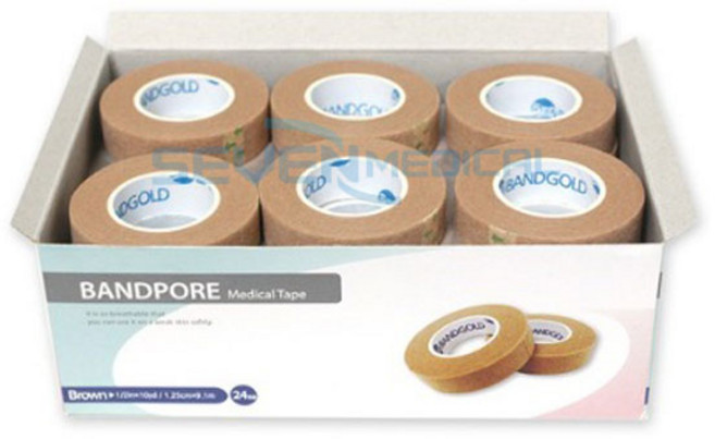밴드골드 밴드포어 부직 종이반창고 살색 1/2인치 1.25cm x 9.1m 24롤입 1개