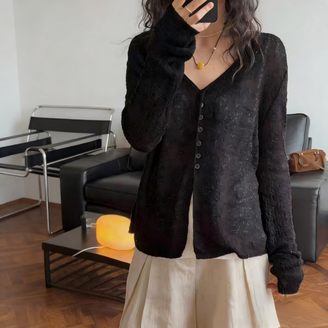 [웨일쓰]여성 펀칭 가디건 얇은 여름 자외선차단 루즈핏 비치웨어 아우터