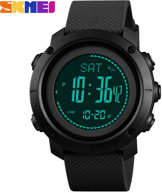 SKMEI 1418 스포츠 전자시계 남성 여성 등산용 높이/기압 측정 나침반 보수계 스톱워치 방수 시계