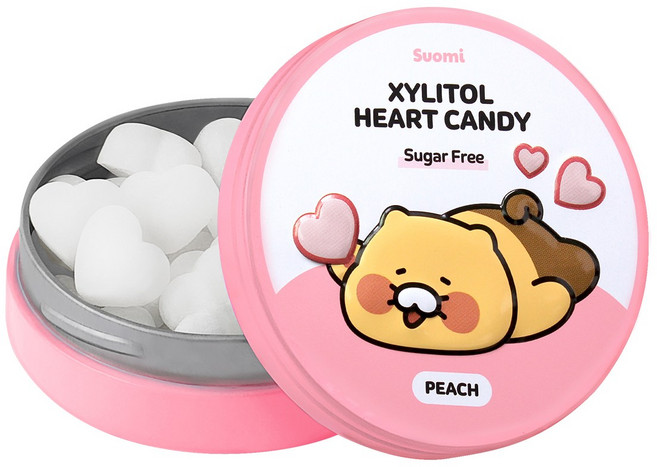 춘식이 자일리톨 하트 캔디 복숭아 핀란드 무설탕 사탕, 40g, 1개
