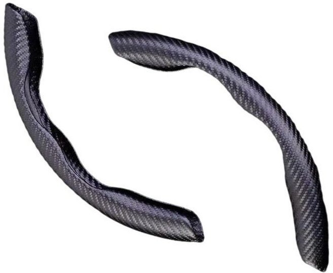 2Pcs 스티어링 휠 커버 프로텍터는 직경 38cm에 적합 겨울에는 따뜻하고 여름에는 시원합니다., 스웨이드 가죽, 광택 블랙