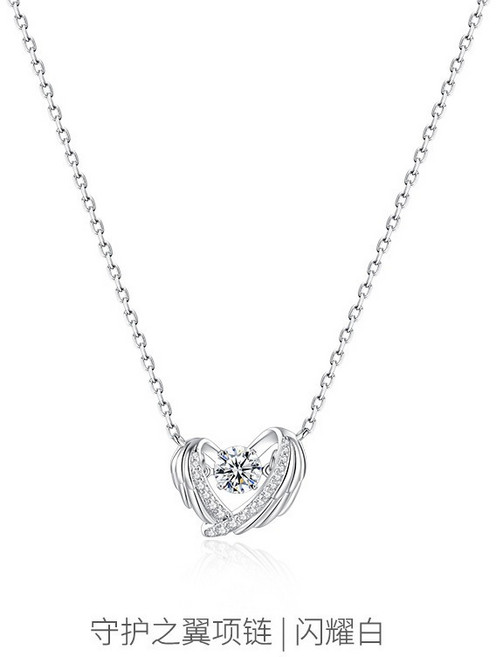 Sun_Plus 女小眾跳動的心天使翅膀鎖骨鏈禮物