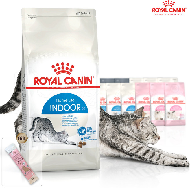 로얄캐닌 인도어 2kg 체중 헤어볼관리 변냄새감소 실내묘용 고양이영양사료, 1개, 닭, 크리미간식 증정, 상세페이지안내