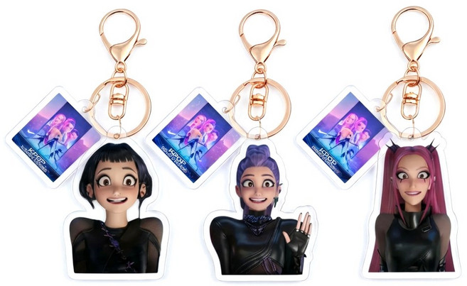 케이팝 데몬 헌터스(케데헌) 키링 세트, 블랙 키링 3종, 1세트