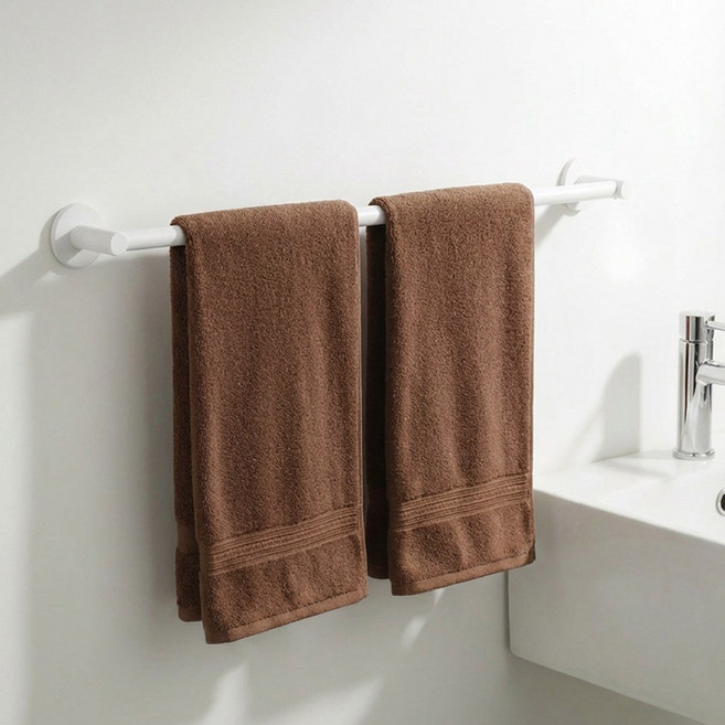 한평한뼘 무타공 욕실 수건걸이 튼튼한 화장실 수건거치대, 화이트, 1개