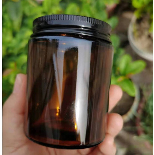 玻璃香氛蠟燭杯 - 家用裝飾餐桌燭台容器, 150g茶色+黑蓋
