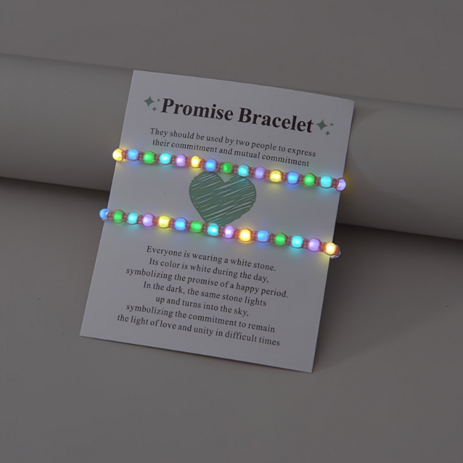 조절형 야광 아크릴 컬러 시드비즈 끈 매듭 커플 팔찌 2P세트