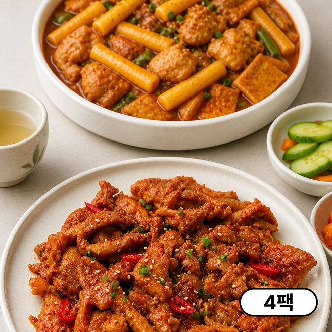 집콕집국 간편식 반찬 세트 (춘천식닭갈비2+닭떡볶이2), 1개