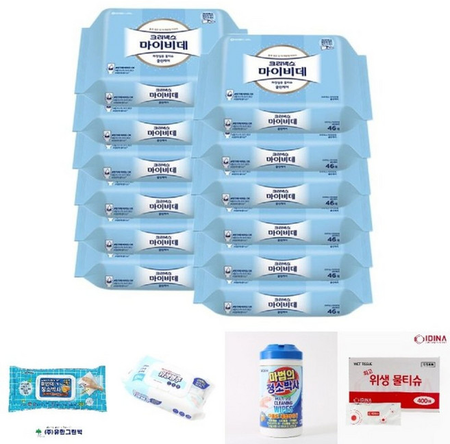 크리넥스 마이비데 물티슈 리필 46매x12팩/화장실/변기/물휴지/생분해/휴대용, 12박스, 46매