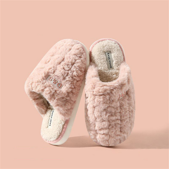 겨울 여성 실내용 보온 미끄럼방지 두꺼운 털슬리퍼zy