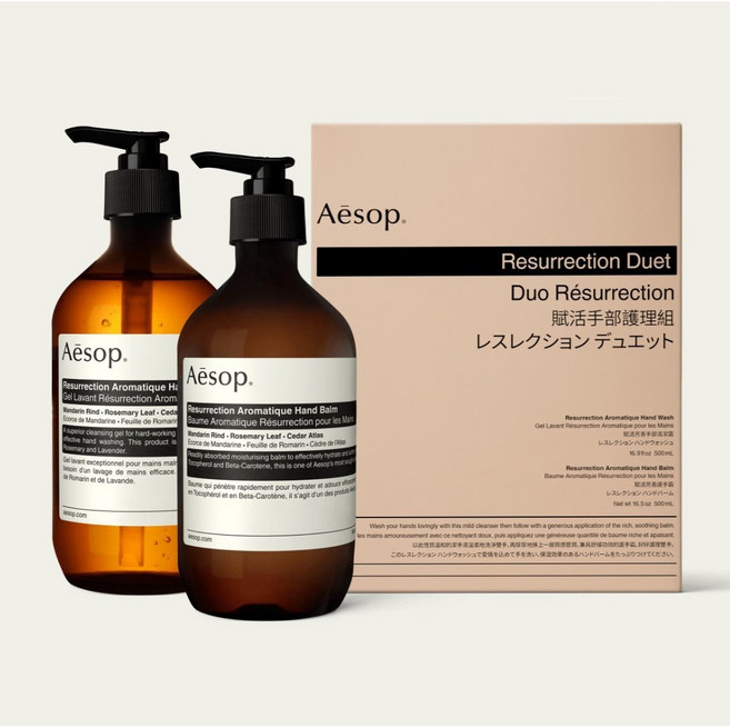 [백화점출고] Aesop 이솝 레저렉션 핸드크림+핸드워시 선물세트, 1개