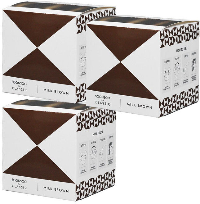 순수 더 클래식 염색약 염색제 140ml 새치염색 멋내기염색, 3개, 밀크브라운