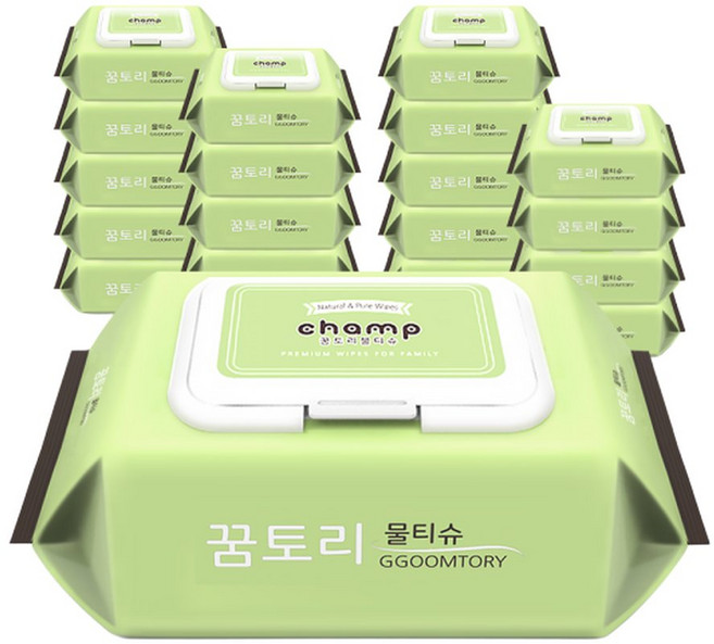 아기물티슈 가득찬 챔프 뉴 55gsm 캡형 엠보싱100매 20팩