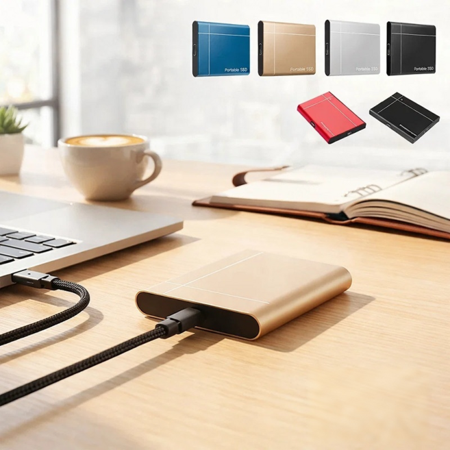 고속 SSD 컴퓨터 외장 솔리드 스테이트 대용량 확장 업그레이드 고속 외장 하드 드라이브, 블루, 12TB