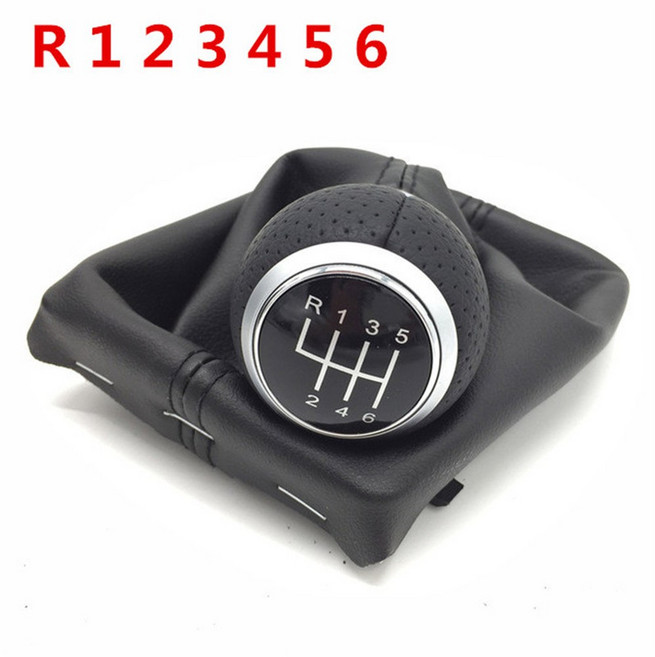 프린 자동차 스타일링 12mm 기어 시프트 노브 게이 터 부츠 레버 핸들 라인 2007 2015 방진 커버 호환, 02 R 1 2 3 4 5 6 Silver