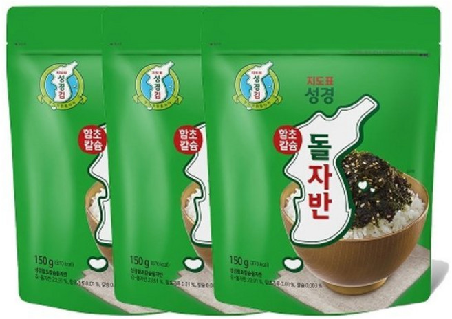 지도표성경김 함초칼슘 돌자반 150g x 3봉, 1개