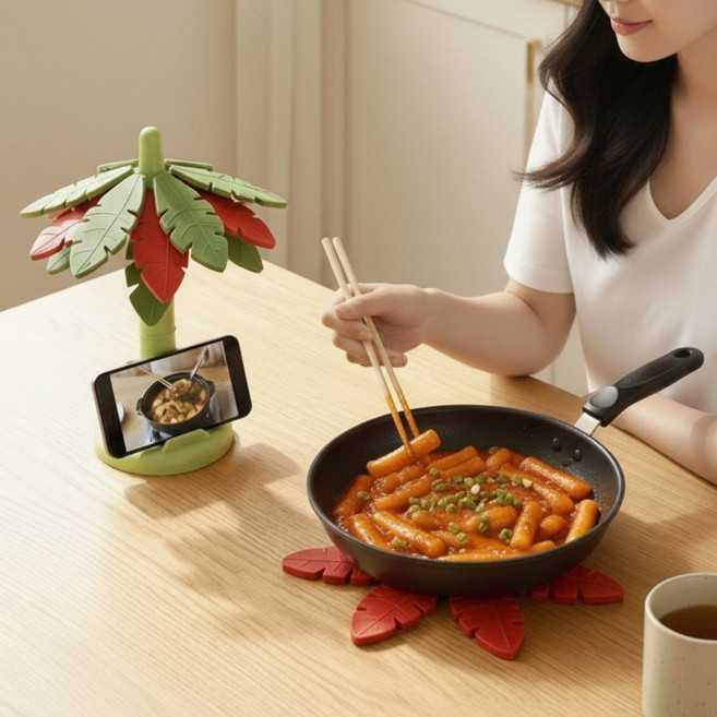 마켓리브 뜨거운 트리 냄비 받침대, 1개, 레드그린