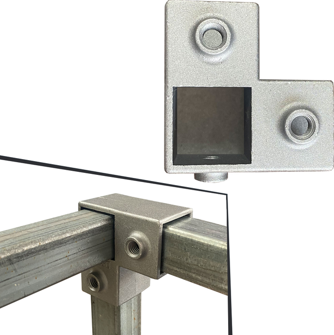 사각파이프 클램프 20 25 각관 브라켓 알루미늄 연결 조인트 L형(3구), 1개