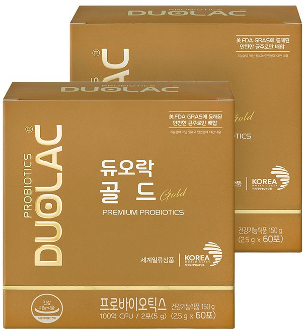 듀오락 골드 생존력 강한 손석구 유산균 60포 2개, 2.5g, 60정