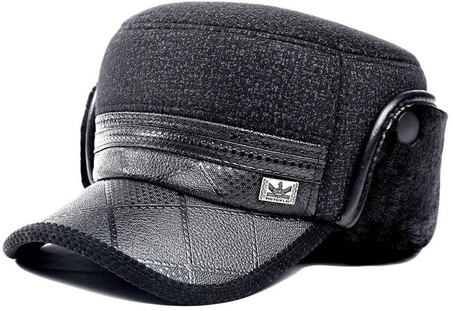 남자 남성 겨울 방한 방한군모귀달이 어르신 할아버지 모자 귀마개 JUN팩토리, 1개, 점자블랙