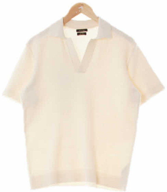 9817 마시모두띠 아이보리 면 노버튼피케반팔니트 [S]