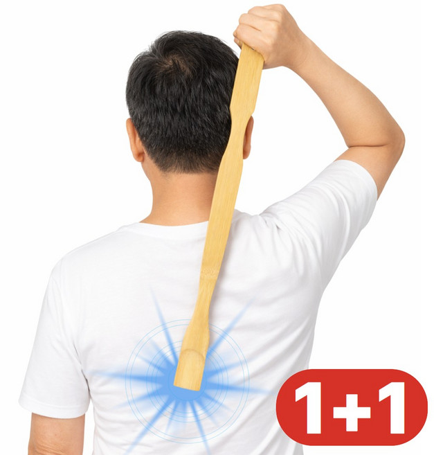 라젠오 대나무 효자손 등긁개, 1세트, 네추럴 우드(1+1)