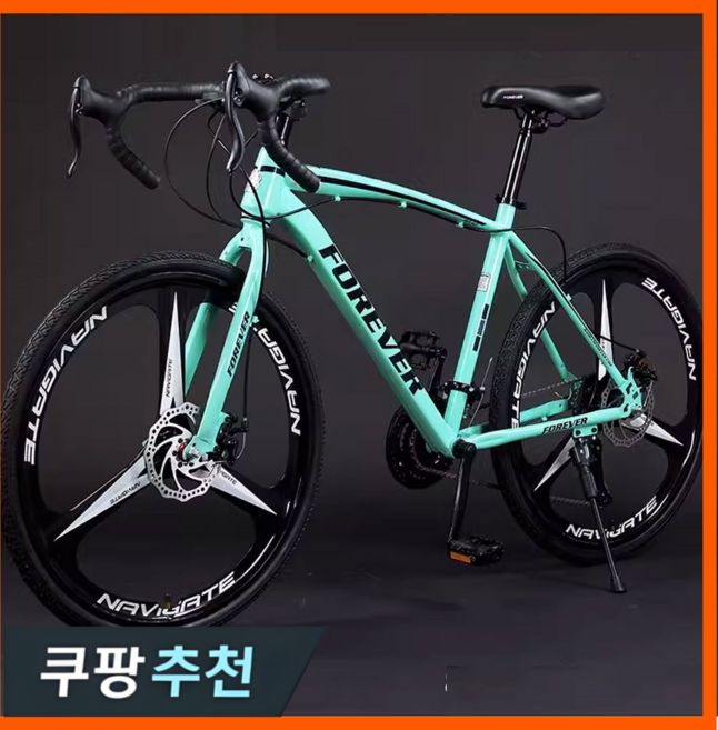 탑로드 고성능 로드자전거 싸이클 사이클 추천 바이크 출퇴근 성인 입문 학생, 27단, 로드전용 3휠, 그린, 1개