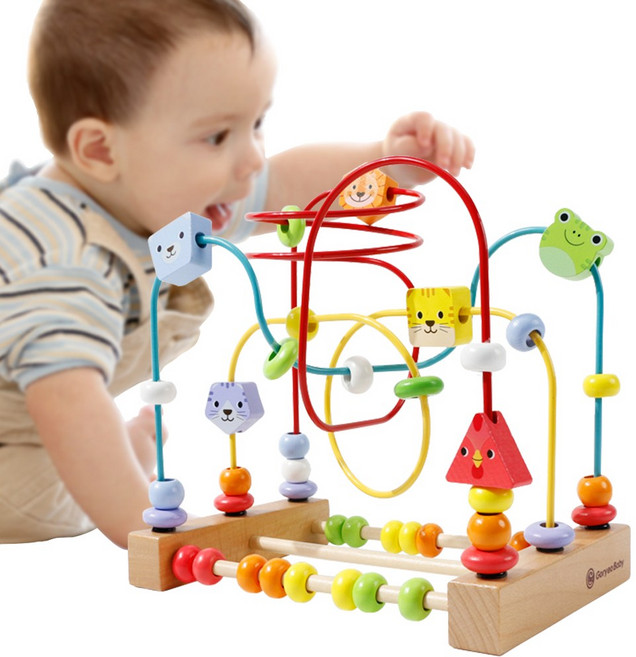 고려베이비 동물 과일 원목 롤러코스터 장난감 구슬 놀이 소근육발달 완구 아기 유아 교구, 동물 롤러코스터, 1개
